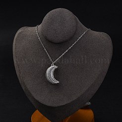 304 Stainless Steel Openable Moon Pendant Cable Chain Necklaces for Women&nbsp;STAS-Z114-18P