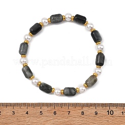 Natural Eagle Eye Stone & Shell Pearl & Brass Beads Stretch Bracelets for Women&nbsp;BJEW-JB13865-01