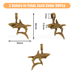 60Pcs 2 Colors Tibetan Style Alloy Pendants&nbsp;TIBEP-DC0001-26