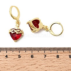 Heart Brass Glass Hoop Earrings&nbsp;EJEW-P333-09D-G