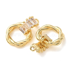 Brass Pave Clear Cubic Zirconia Pendants&nbsp;CU-CBA2907-13G