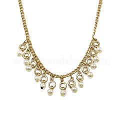 Imitation Pearl Round Ball Tassel Bib Necklaces&nbsp;WG10892-01