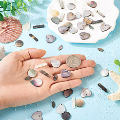 50Pcs 5 Styles Natural Black Lip Shell & Freshwater Pendants&nbsp;SHEL-TA0001-22
