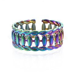 304 Stainless Steel Twist Rope Shape Cuff Ring&nbsp;RJEW-N038-083