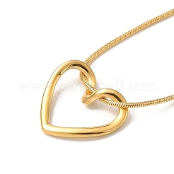 304 Stainless Steel Heart Pendant Necklace with Round Snake Chains&nbsp;NJEW-H024-07G