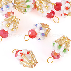 8Pcs 4 Colors Glass Seed Beaded Cupcake Pendants&nbsp;FIND-TA0009-15