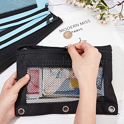 4Pcs 2 Colors Rectangle Polyester Mesh Pen Bags&nbsp;AJEW-CP0008-04B
