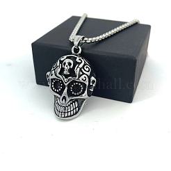 Punk Retro 304 Stainless Steel Skull Pendant Necklaces for Women Men&nbsp;LM6157