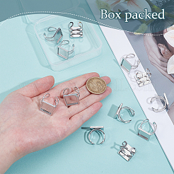 12Pcs 201 Stainless Steel Cuff Pad Ring Settings&nbsp;STAS-BC0004-09B