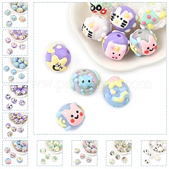 10Pcs 10 Styles Hand Painted Cartoon Opaque Acrylic with Enamel Beads&nbsp;MACR-YW0003-30