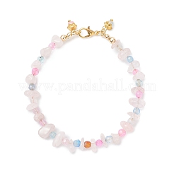 Natural Rose Quartz & Agate Chips Beaded Bracelets for Women&nbsp;BJEW-JB12526-03