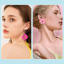 2 Pairs 2 Styles Iron Flower Dangle Earrings and Sweet and Stylish Multi-layer Petal Flower Stud Earrings&nbsp;EJEW-TA0001-80A