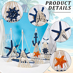 4Pcs 4 Styles Mediterranean Style Natural Wood Display Decorations&nbsp;DJEW-GF0001-72