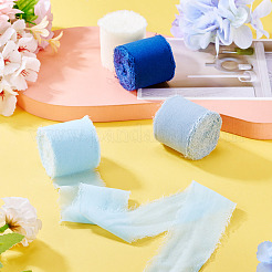 4 Rolls 4 Colors Frayed Polyester Ribbon&nbsp;OCOR-TA0002-87C