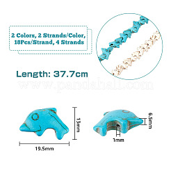 2 Strands 2 Colors Synthetic Turquoise Beads Strands&nbsp;G-FH0001-96