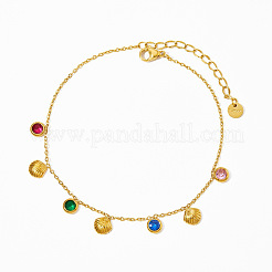 304 Stainless Steel & Colorful Cubic Zirconia Charm Bracelets&nbsp;WGBA041-03