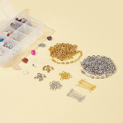 DIY Natural Mixed Stone Beads Strands and Round Plating Acrylic Beads&nbsp;DIY-FS0001-16