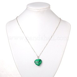 Gemstone Heart Pendant Necklaces&nbsp;NJEW-JN00819