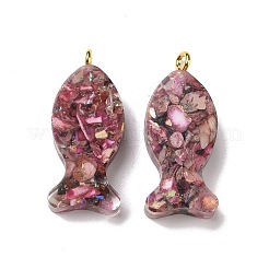 Transparent Resin Natural Imperial Jasper Dyed Chips Pendants&nbsp;G-E185-14G