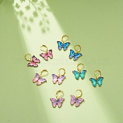Alloy Enamel Butterfly Dangle Leverback Earrings&nbsp;EJEW-JE05045