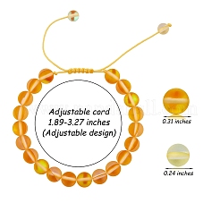3Pcs Round Synthetic Moonstone Braided Bead Bracelets&nbsp;BJEW-SW00061-03