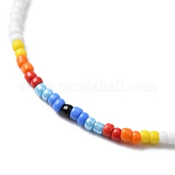 Glass Seed Beaded Necklace & Braided Beaded Bracelet&nbsp;SJEW-JS01283-01