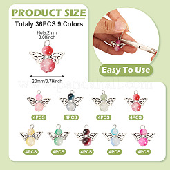 36Pcs 9 Colors Imitation Jade Glass Pendants&nbsp;PALLOY-TAC0198