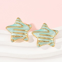 304 Stainless Steel Enamel Star Stud Earrings&nbsp;STAS-D368-04G