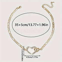 Alloy Crystal Rhinestone Double Heart Link Chain Necklaces for Women&nbsp;FS-WGE7D15-01