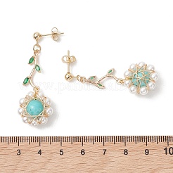 4 Pairs Flower 304 Stainless Steel Cubic Zirconia Dangle Stud Earrings&nbsp;EJEW-TA00800