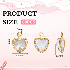 80Pcs Brass Micro Pave Cubic Zirconia Charms&nbsp;ZIRC-UN0001-17