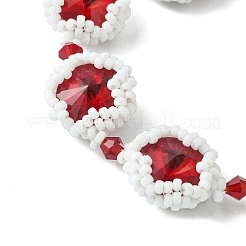 MIYUKI Glass Seed & Lampwork & Rhinestone Braided Star Link Chain Bracelets&nbsp;BJEW-MZ00038-02