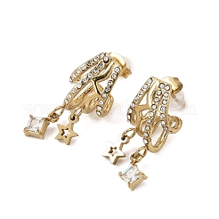 304 Stainless Steel Rhinestone Stud Dangle Earrings&nbsp;SA-CBA2018-06G
