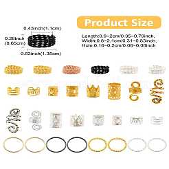 130Pcs 26 Styles Alloy/Aluminum/Iron Hair Coil Cuffs&nbsp;OHAR-CJ0001-04