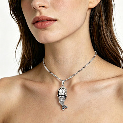 Duo Tone Alloy & Brass 3D Mermaid Pendant Necklaces for Women&nbsp;WGFCFC6-01