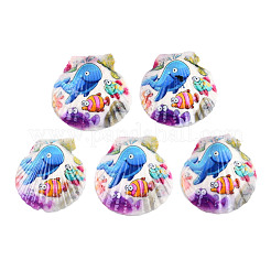 Printed Natural Freshwater Shell Big Pendants&nbsp;SHEL-N032-235-04