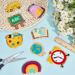 8Pcs 8 Styles Back to School Polyester Clothing Patches&nbsp;PATC-CY0001-55