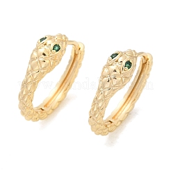 Brass Green Cubic Zirconia Hoop Earrings&nbsp;EJEW-Q016-12G