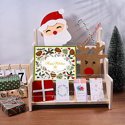 4-Tier Wood & Clear Acrylic Display Riser Stands for Greeting Cards and Picture Stickers&nbsp;ODIS-WH0108-013
