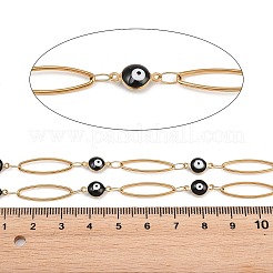 304 Stainless Steel Enamel Evil Eye & Horse Eye Link Chains&nbsp;CHS-K021-11G-02