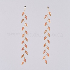 Electroplate Glass Beads Dangle Stud Earrings&nbsp;EJEW-JE03820-03