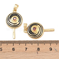 Brass Micro Pave Cubic Zirconia Pendants&nbsp;KK-C248-10B-G