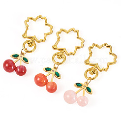 3Pcs Cherry Resin Rhinestone & Glitter Powder Pendants Decoration&nbsp;HJEW-TAC0092