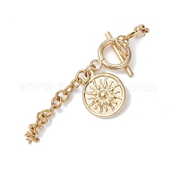 Flat Round with Sun 201 Stainless Steel Charm Bracelets&nbsp;BJEW-JB12679
