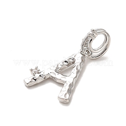 Rack Plating Brass Micro Pave Cubic Zirconia European Dangle Charms&nbsp;KK-L210-015P-A