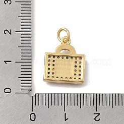 Brass Micro Pave Cubic Zirconia Charms&nbsp;KK-D431-058G-01