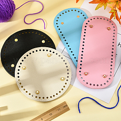 4Pcs 2 Style Flat Round & Oval PU Leather Knitting Crochet Bags Nail Bottom Shaper Pad&nbsp;DIY-PH0003-56