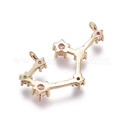 Brass Micro Pave Cubic Zirconia Pendants&nbsp;X-ZIRC-F099-19G-12