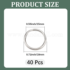 40Pcs 304 Stainless Steel Split Key Rings&nbsp;STAS-CY0001-01B-P