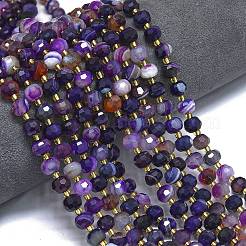 Natural Dyed Purple Banded Agate Beads Strands&nbsp;G-K389-E35-01